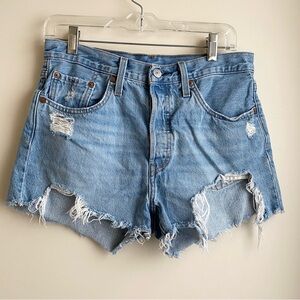 Levi’s 501 High Rise Distressed Denim Cut-off Shorts